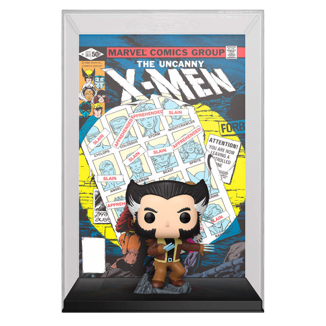 Figurine FUNKO POP Wolverine Marvel X-Men Comic Cover présentée sous un angle latéral montrant les finitions