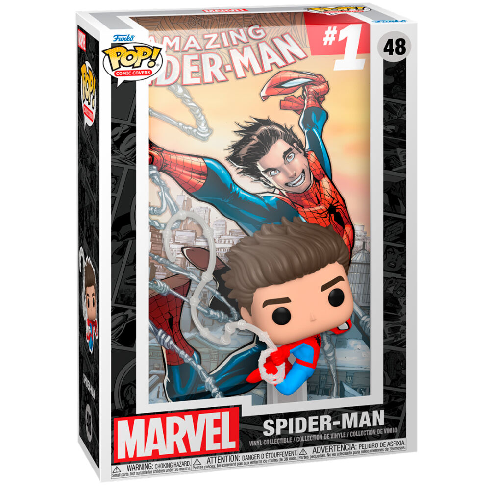 Figurine POP Marvel The Amazing Spider-Man FUNKO vue de face avec détails colorés et design comic cover