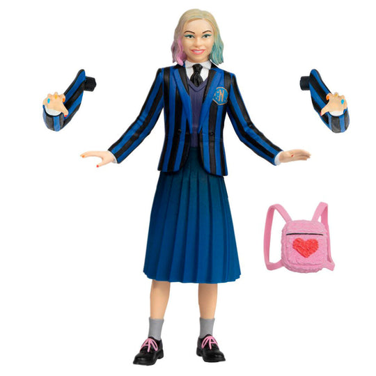 Figurine d'Enid avec expression souriante et accessoires colorés inclus