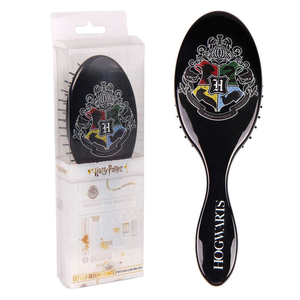 Brosse à cheveux Harry Potter Poudlard CERDÁ vue de face avec détails du manche ergonomique