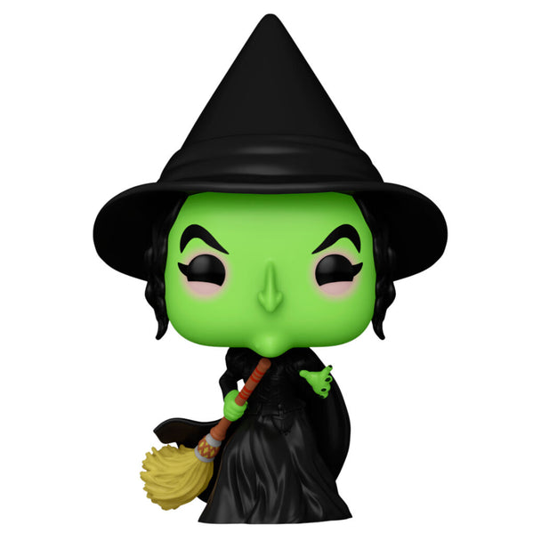 Figurine Funko POP de la Sorcière Maléfique du film The Wizard of Oz, en vinyle, hauteur 9 cm, vue de face dans sa boîte cadeau.