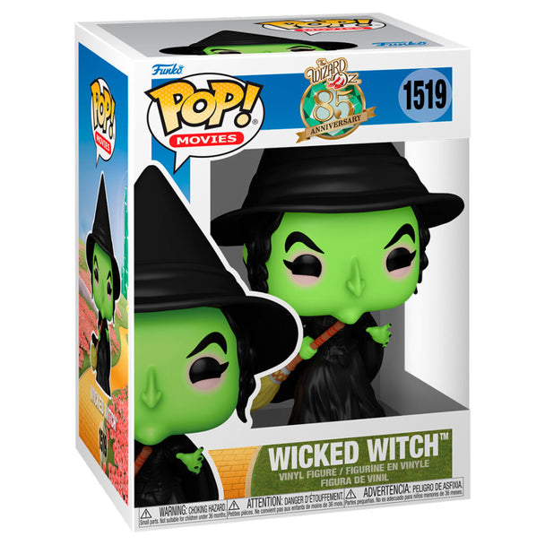 Détail de la figurine Funko POP Sorcière Maléfique The Wizard of Oz, montrant les couleurs et textures du vinyle sur fond blanc.