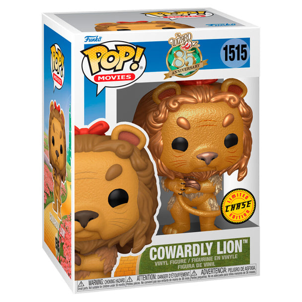 Figurine Funko POP 9cm du Lion Peureux de The Wizard of OZ en vinyle, vue de face dans sa boîte cadeau.