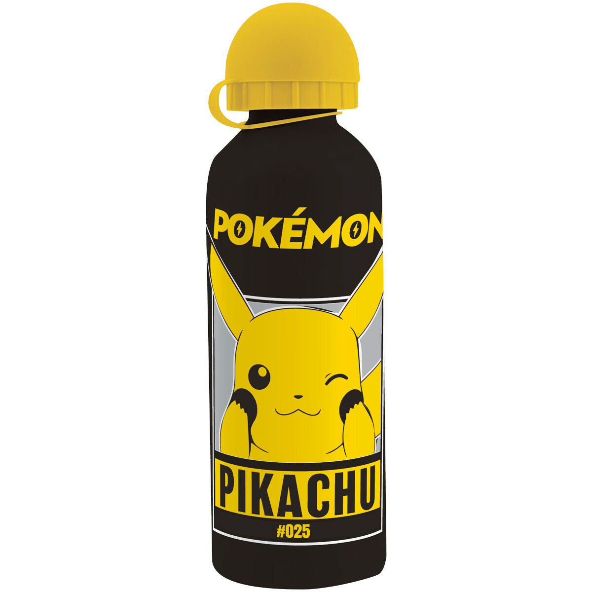 Vue latérale de la gourde Pokémon montrant le design attrayant et la marque KIDS LICENSING