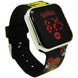 Boîtier de la montre LED Pokémon avec logo officiel KIDS LICENSING visible de près.