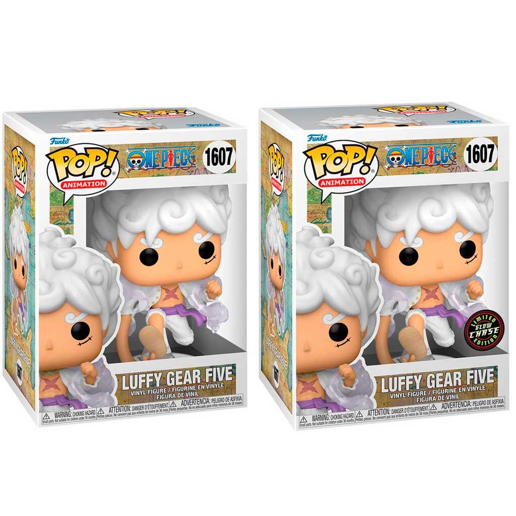Packaging original de la figurine Funko POP Luffy Gear Five avec illustrations One Piece