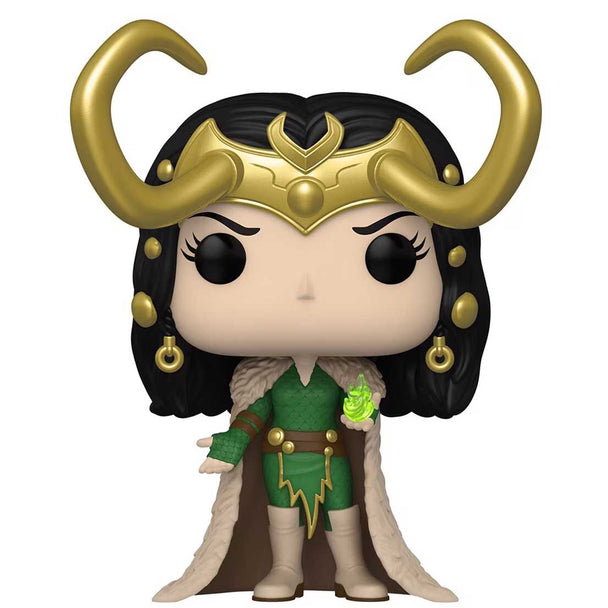 Vue rapprochée de la figurine Lady Loki Funko POP exclusive avec détails soignés et packaging collector.