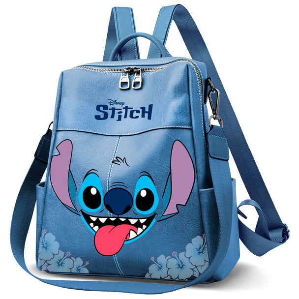 Sac à dos Disney Stitch KARACTERMANIA vue de face avec fermeture éclair supérieure et design coloré
