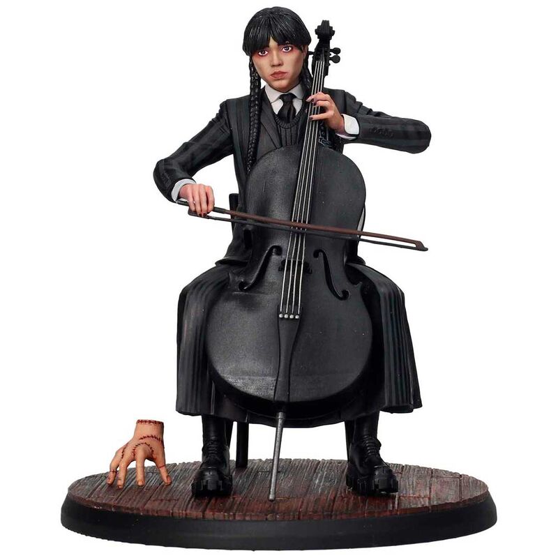 Figurine Wednesday Cello 15cm en PVC vue de face avec détails précis par SD TOYS