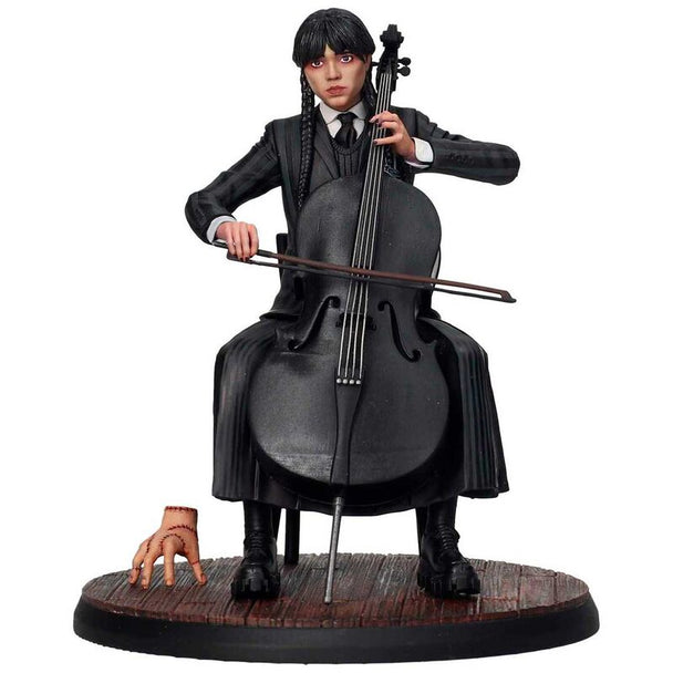 Figurine Wednesday Cello 15cm en PVC vue de face avec détails précis par SD TOYS