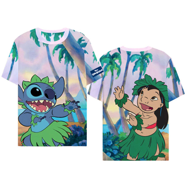 T-shirt femme Disney Lilo & Stitch DIFUZED vu de face avec illustration colorée du personnage Stitch
