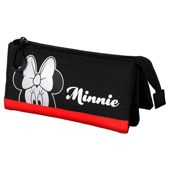 Vue avant de la trousse triple Disney Minnie Sparkle avec motifs colorés et brillants