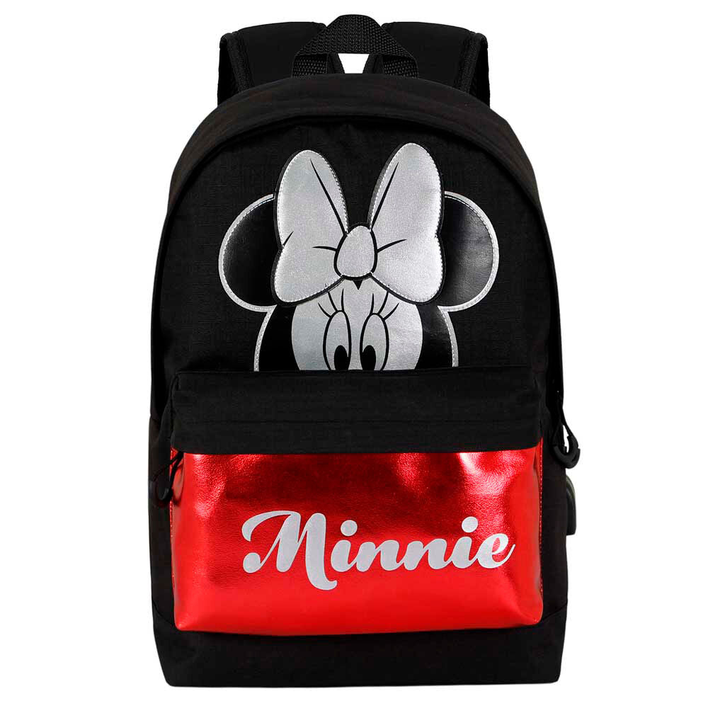 Vue de face du sac à dos Disney Minnie Sparkle avec illustration colorée de Minnie Mouse et détails scintillants