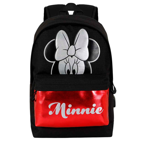 Vue de face du sac à dos Disney Minnie Sparkle avec illustration colorée de Minnie Mouse et détails scintillants
