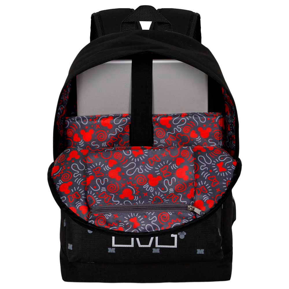 Intérieur spacieux du sac à dos Disney Minnie Symbol avec plusieurs compartiments pratiques