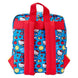 Détail des poches latérales du sac à dos Loungefly Hello Kitty avec fermeture sécurisée et design coloré