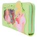 Détail des appliqués et motifs embossés lenticulaires sur le portefeuille Loungefly Disney La Princesse et la Grenouille