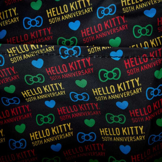 Vue arrière du sac à dos Loungefly Hello Kitty montrant les sangles ajustables et la texture en nylon