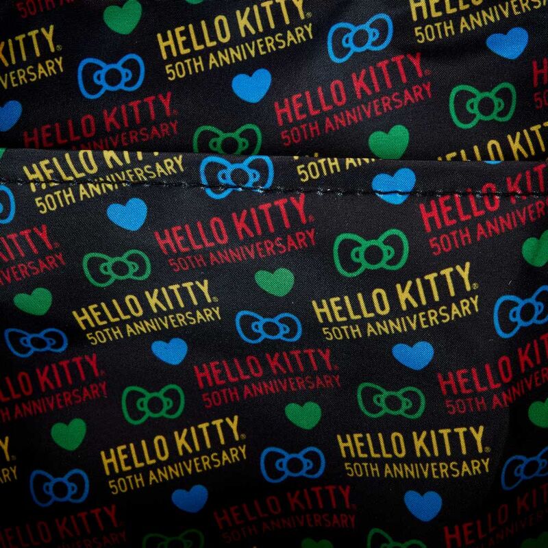 Vue arrière du sac à dos Loungefly Hello Kitty montrant les sangles ajustables et la texture en nylon