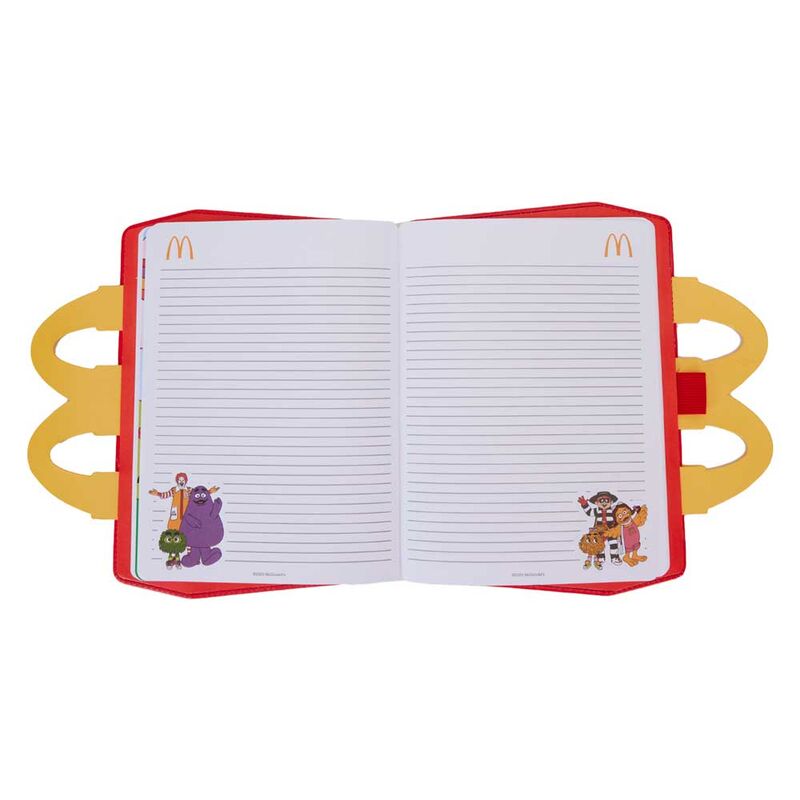 Photo de groupe des 5 images mettant en valeur le design unique du carnet Loungefly McDonald's