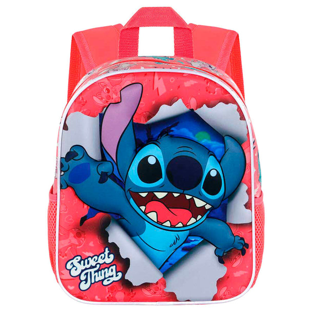 Sac à dos Disney Stitch 3D vue de face avec personnage en relief et fermeture éclair principale