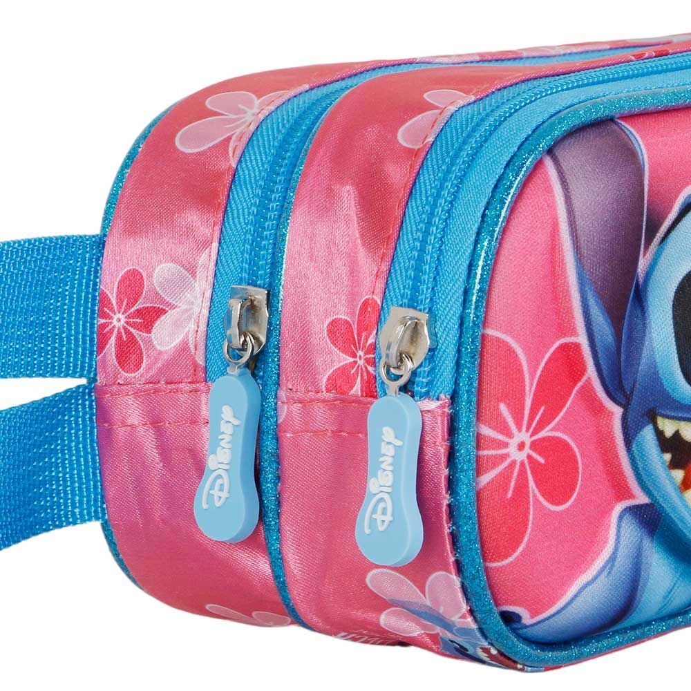 Intérieur de la trousse double avec doublure en tissu et deux compartiments ouverts