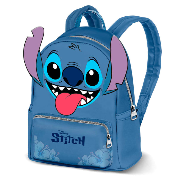 Sac à dos Disney Stitch Tongue de KARACTERMANIA avec poche zippée et design original, dimensions 15x24,5x29cm.