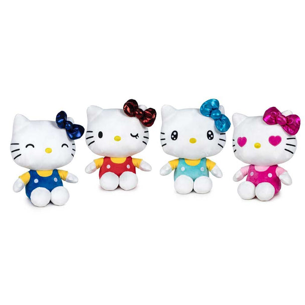 Peluches Hello Kitty 50e anniversaire de 16 cm en différentes variantes colorées, vue de face