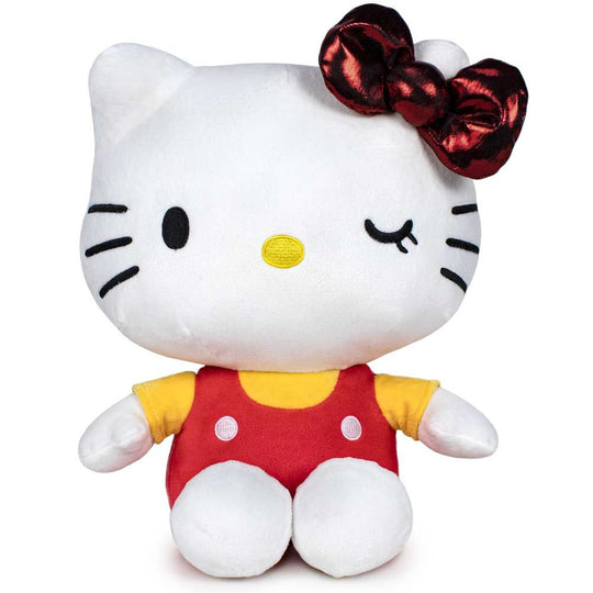 Peluche Hello Kitty 50ème Anniversaire de 32 cm signée PLAY BY PLAY, vue de face avec détails colorés et design collector.