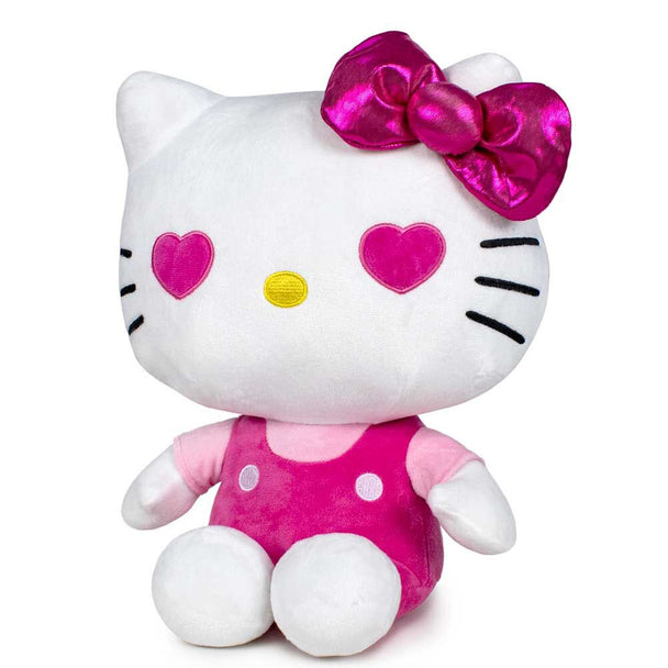 Peluche Hello Kitty édition 50ème anniversaire de 32 cm, marque PLAY BY PLAY, vue de face sur fond blanc.