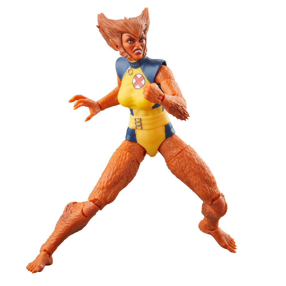 Vue latérale de la figurine Wolfsbane montrant les détails de la tenue et des articulations