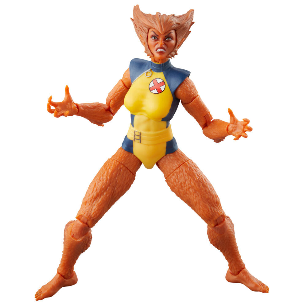 Figurine Marvel Legends Wolfsbane avec accessoires présentés sur fond blanc