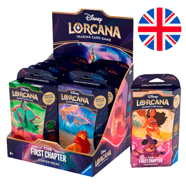Vue rapprochée du deck Lorcana Disney The First Chapter avec illustrations colorées