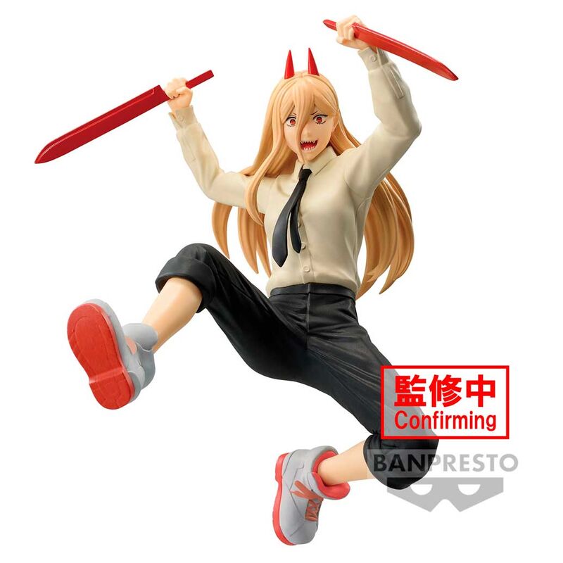 Figurine Chainsaw Man Power II Vibration Stars de 12cm par BANPRESTO, vue de face avec détails précis et couleurs vives.