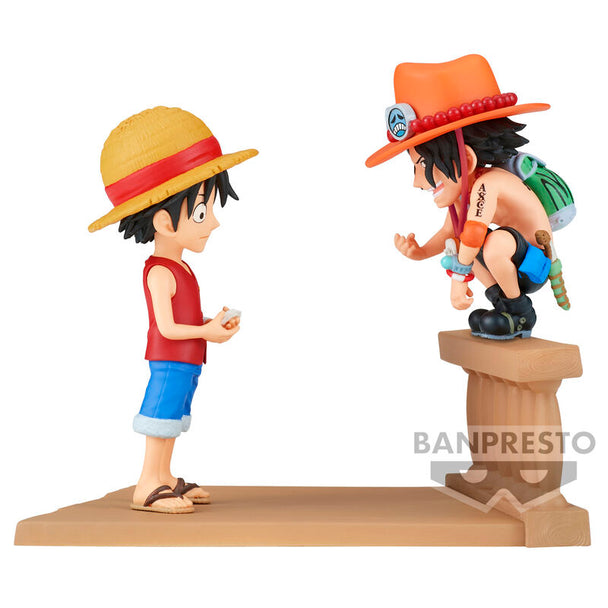 Figurine One Piece Monkey D Luffy & Portgas D Ace vue de face avec détails précis