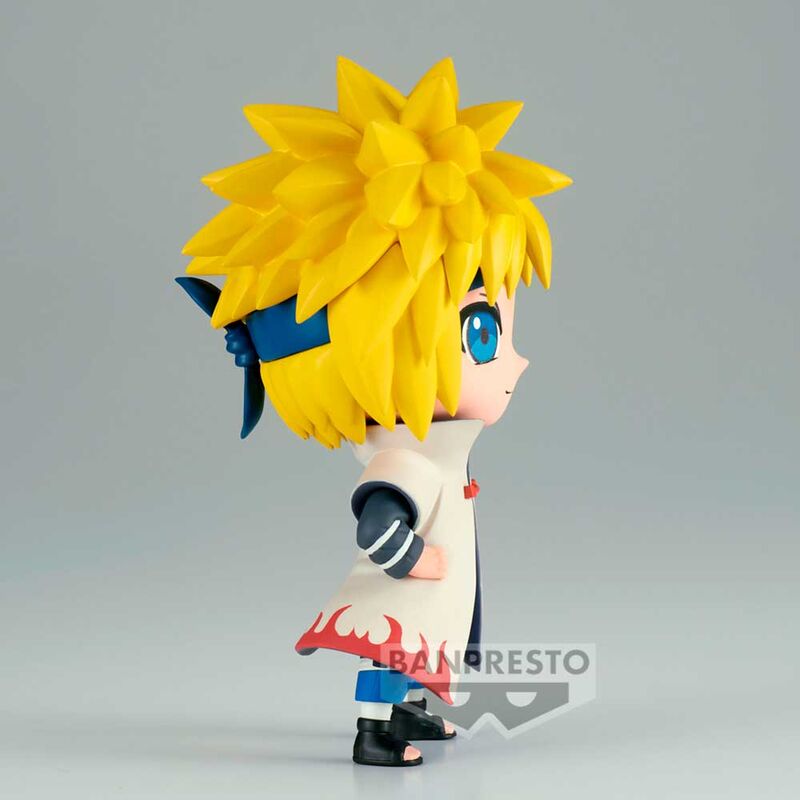 Profil gauche de la figurine Namikaze Minato 10cm BANPRESTO montrant la posture dynamique
