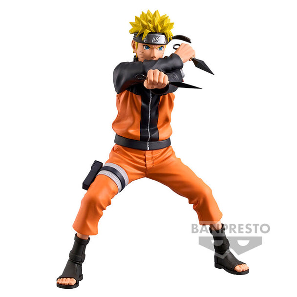 Vue de profil de la figurine Naruto Uzumaki Grandista montrant les détails du costume
