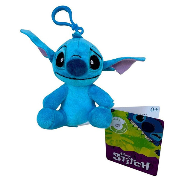 Porte-clés peluche Disney Stitch de 10 cm signé SIMBA, vue de face sur fond blanc, détail des couleurs et textures du personnage.