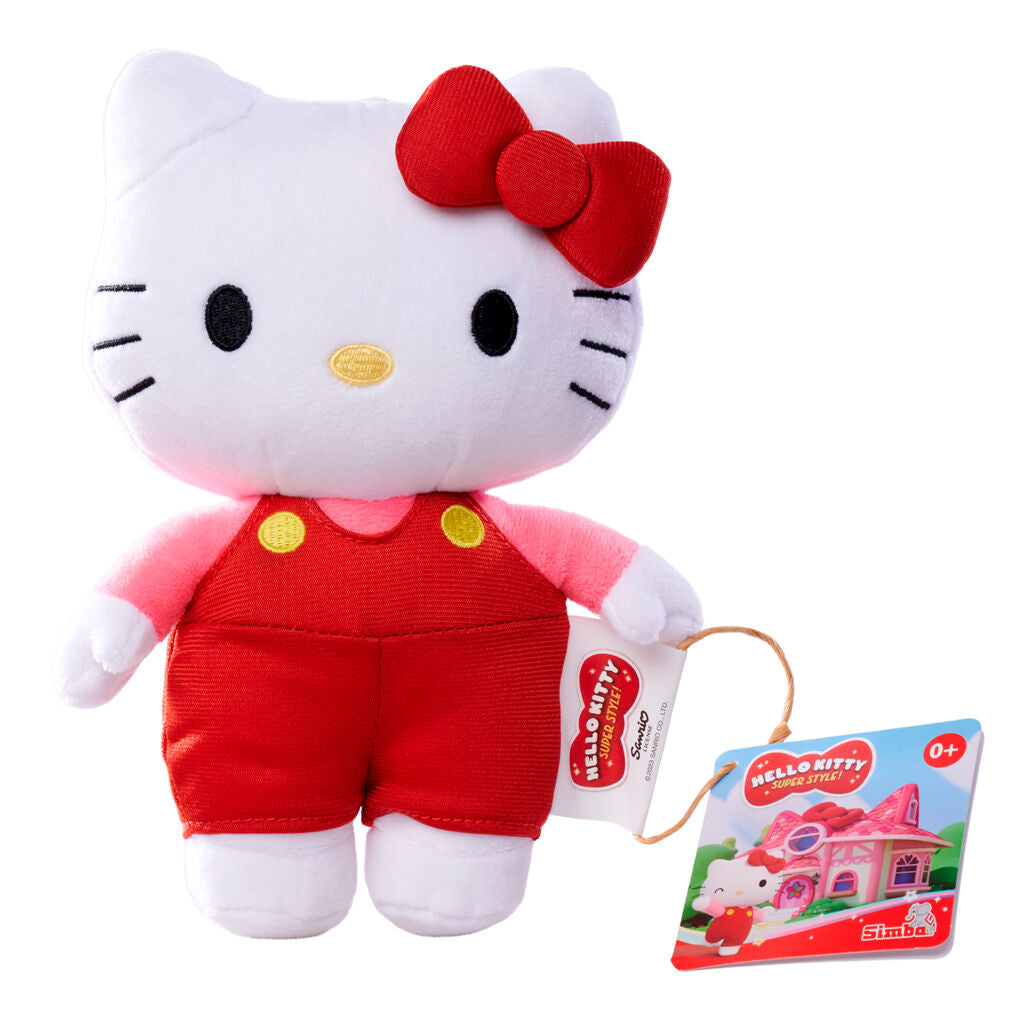 Détail du visage souriant de la peluche Hello Kitty Super Style de SIMBA
