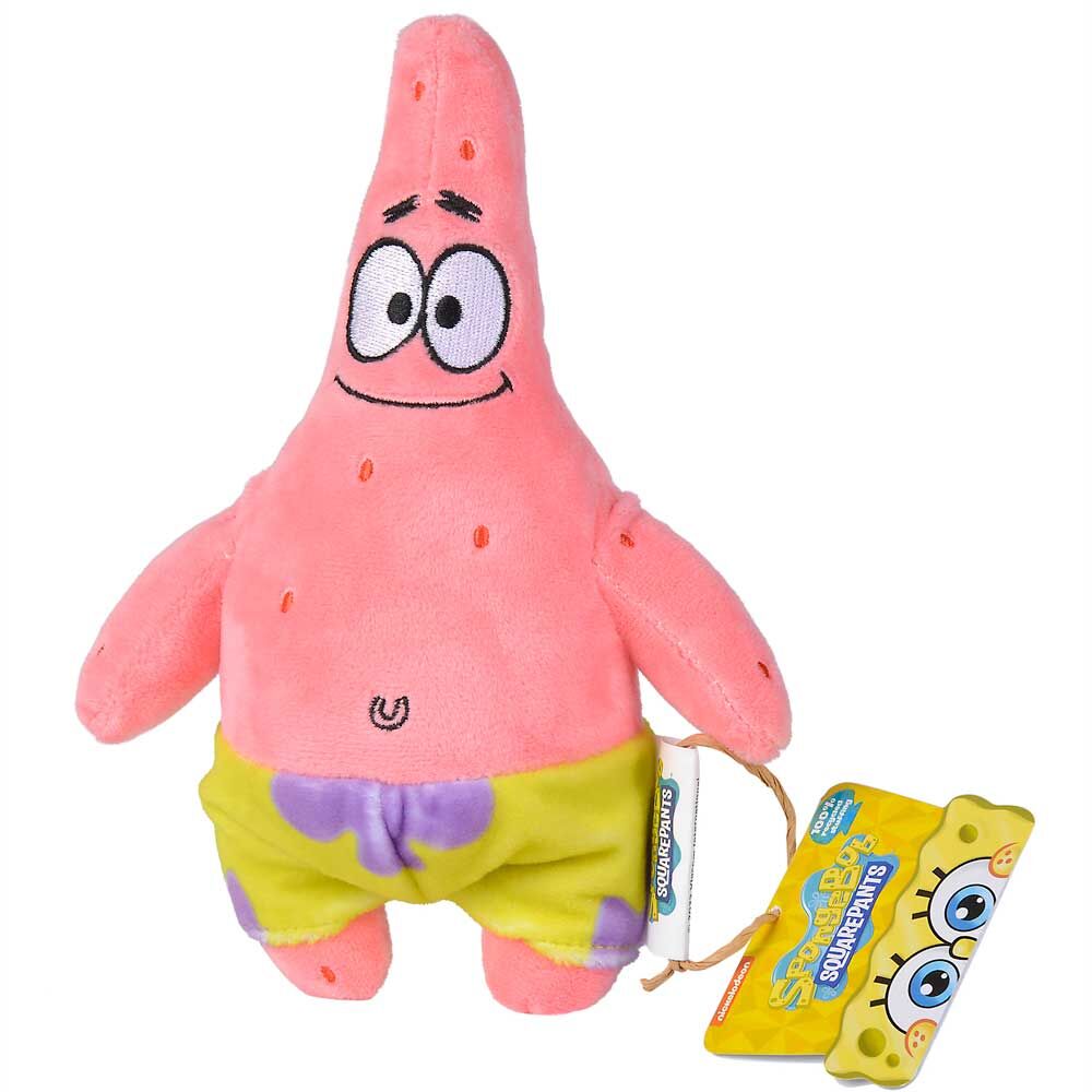 Image montrant la texture douce et les finitions soignées de la peluche SpongeBob
