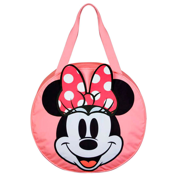 Sac de plage Disney Minnie KARACTERMANIA vu de face avec design coloré et logo Minnie Mouse