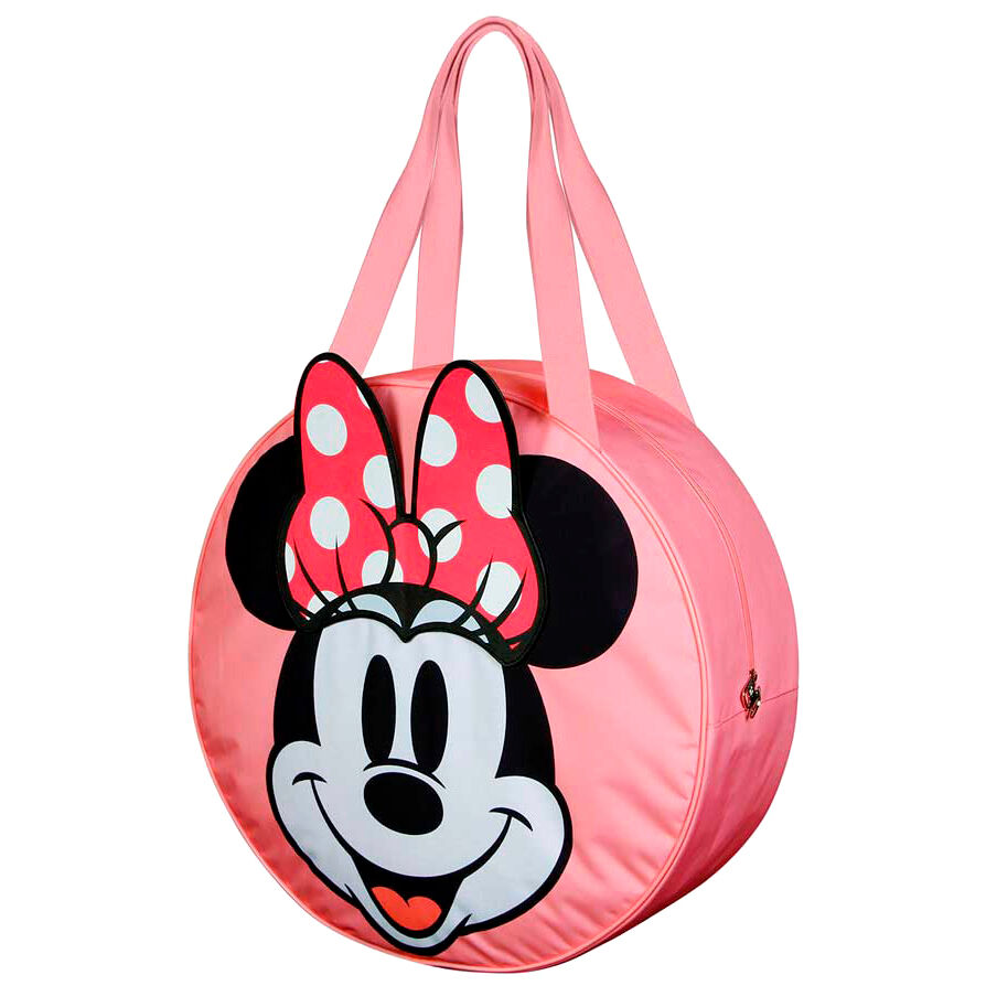 Sac de plage Disney Minnie ouvert, illustrant son grand espace de rangement intérieur