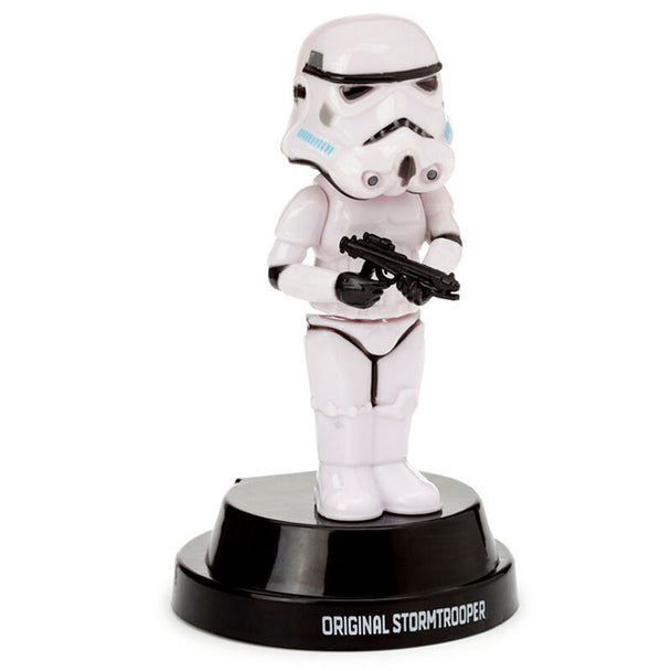 Détail du casque Stormtrooper de la figurine solaire Star Wars PUCKATOR, vue rapprochée montrant les finitions