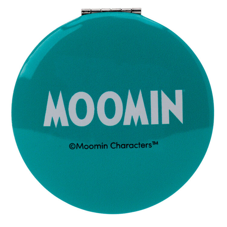 Miroir Moomin ouvert affichant le reflet clair, idéal pour maquillage ou retouches