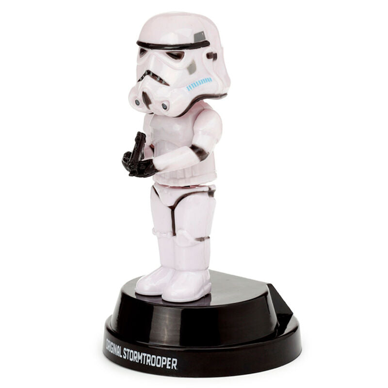 Côté profil de la figurine solaire Stormtrooper Star Wars, mettant en avant le design et la texture plastique