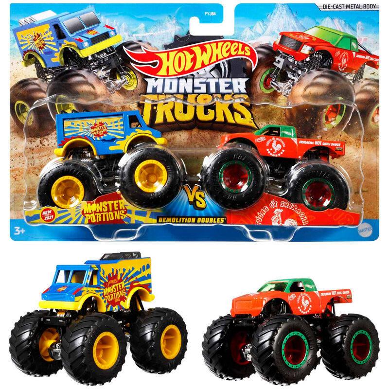 Vue rapprochée d'un Monster Truck Hot Wheels avec roues géantes et détails réalistes.