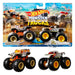 Boîte du pack Hot Wheels Monster Trucks montrant les informations sur la force et l'attaque.