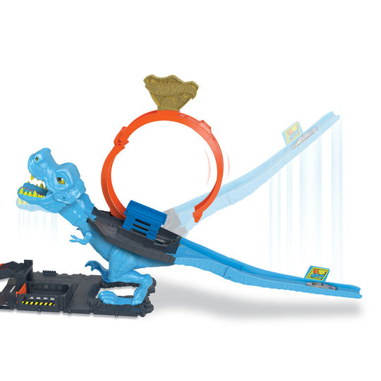 Base du circuit avec décor de poste de police et éléments de la ville Hot Wheels