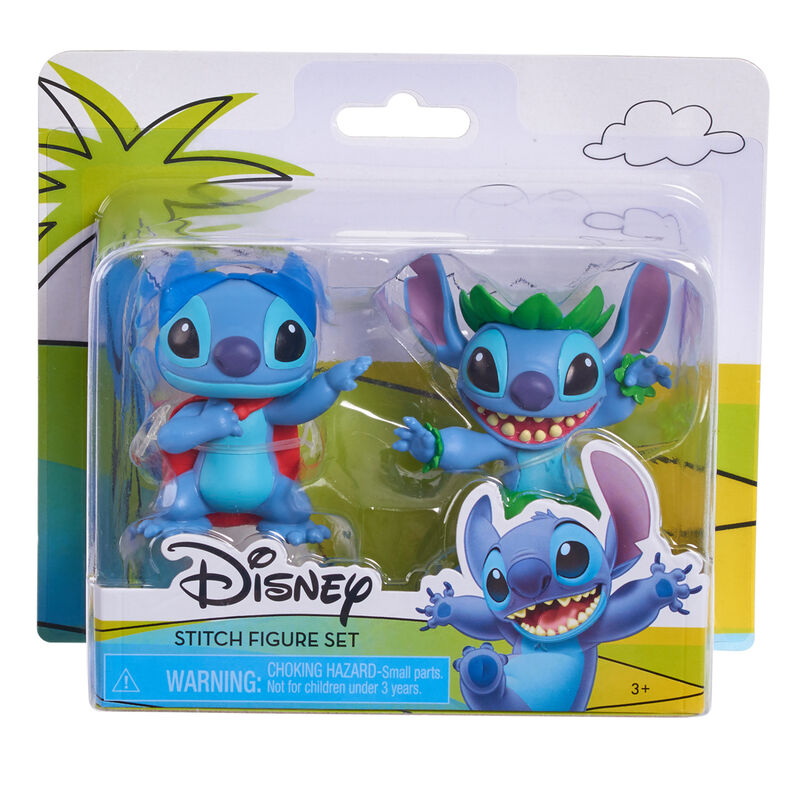 Ensemble de deux figurines Stitch de JUST PLAY présentées côte à côte
