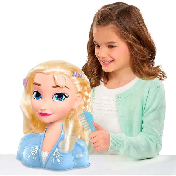 Vue latérale du buste Elsa Frozen 2 avec trombones et accessoires créatifs
